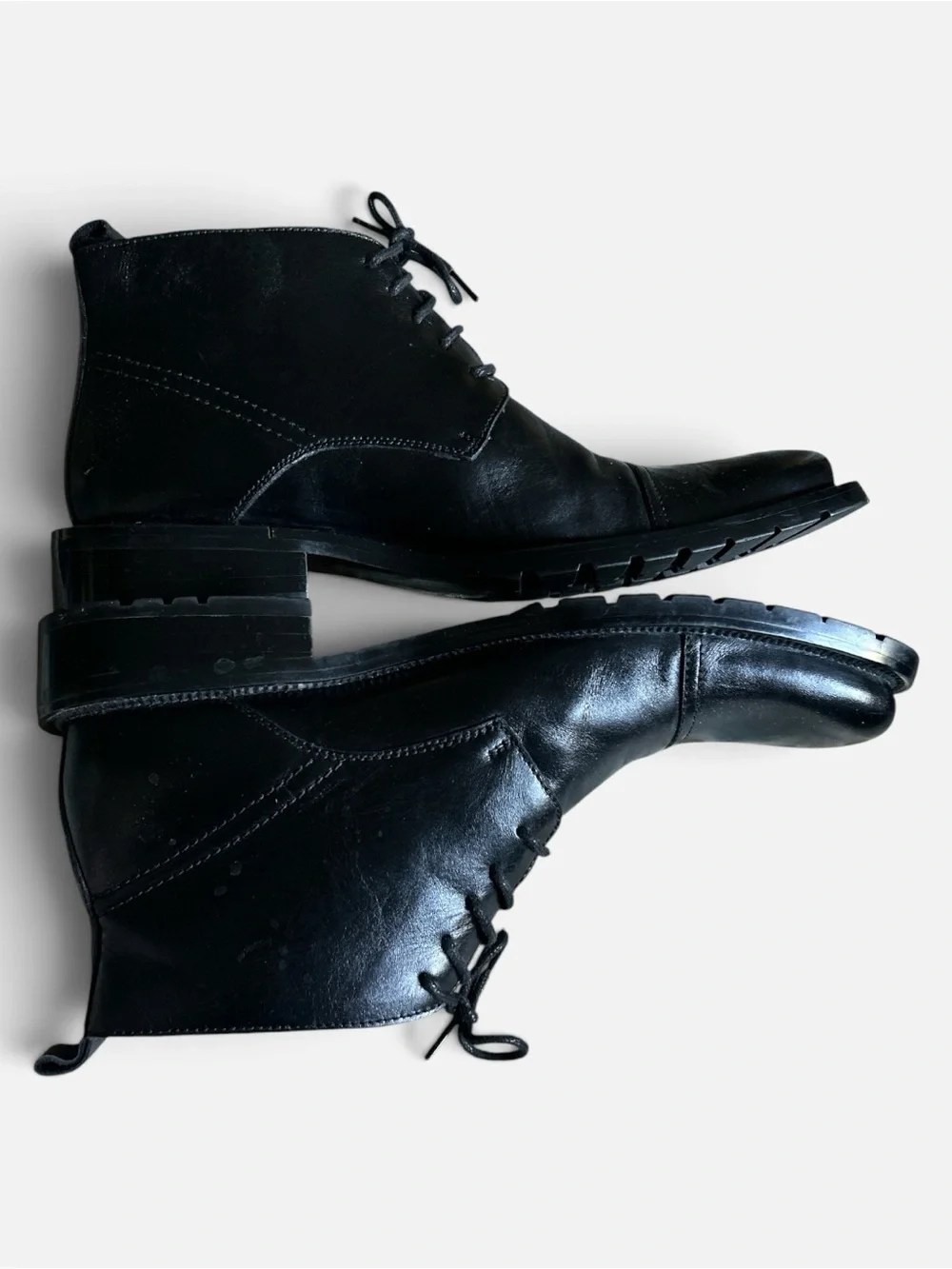 Tonino Lamborghini Black Leather Cap Toe Men’s Ankle Boots Size 15 Quiet Luxury